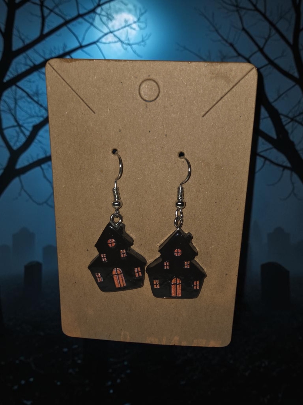 Halloween Haunted House Dangle Earrings